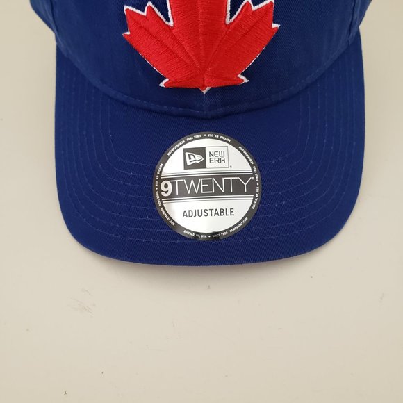 Toronto Blue Jays Hat Cap Strap Back Blue New Era 9Twenty Maple Leaf MLB Mens - Picture 3 of 11